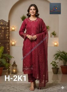 All Over Embroidery, Pure Cotton Dress with Cikuence work